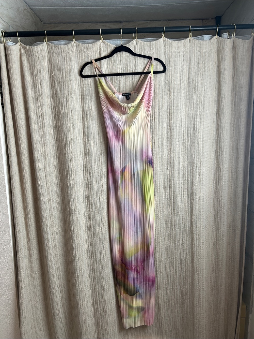PrettyLittleThing Pastel Tie-Dye Cowl Neck Maxi Dress
